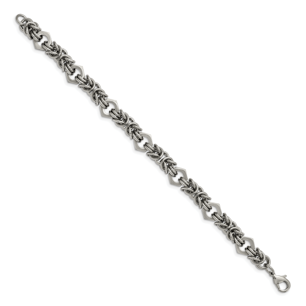 Stainless Steel Brushed and Polished 8.25in Bracelet - Image 2