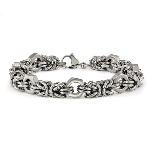 Stainless Steel Brushed and Polished 8.25in Bracelet - Image 3