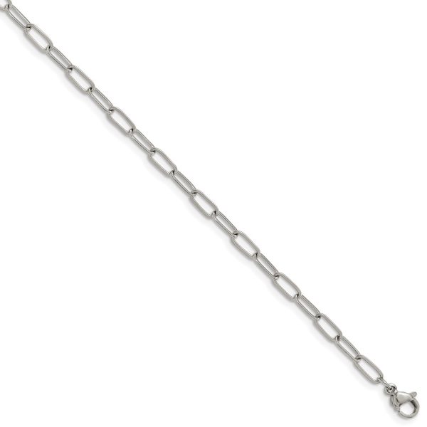 Stainless Steel Polished Open Link Paperclip 6.5in + 1.25in Bracelet