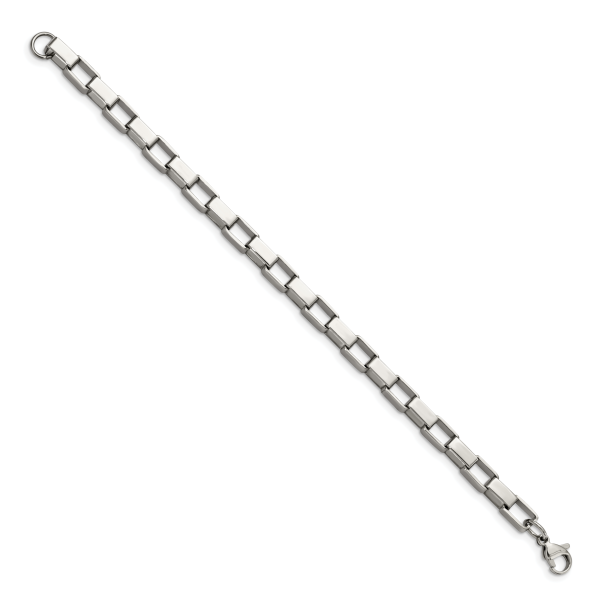 Stainless Steel Polished Square Link 8in Bracelet - Image 3
