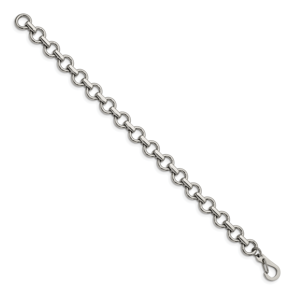 Stainless Steel Polished Circle Link 8.25in Bracelet - Image 3