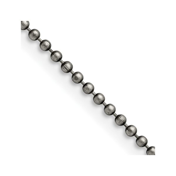 Stainless Steel Antiqued 2mm 24in Beaded Ball Chain