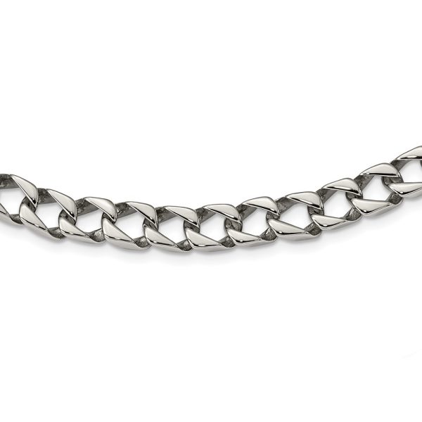 Stainless Steel Polished Square Link 24in Necklace