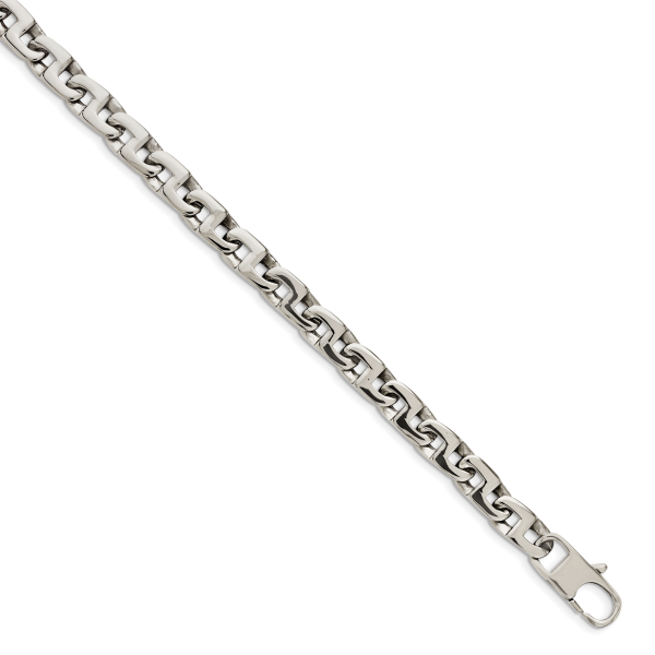 Stainless Steel Polished Fancy Square Link 24in Necklace - Image 3