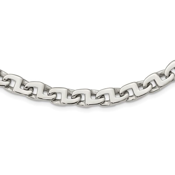 Stainless Steel Polished Fancy Square Link 24in Necklace