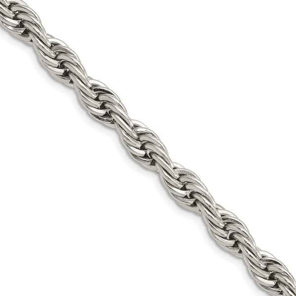 Stainless Steel Polished 7mm 20in Rope Chain