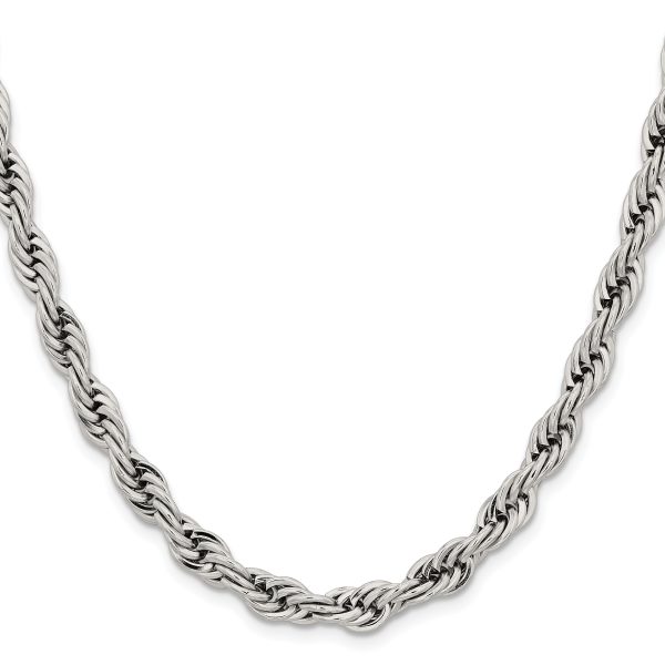 Stainless Steel Polished 7mm 20in Rope Chain - Image 2