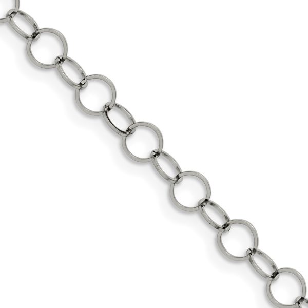 Stainless Steel Polished 6mm Circle Link 30in Necklace