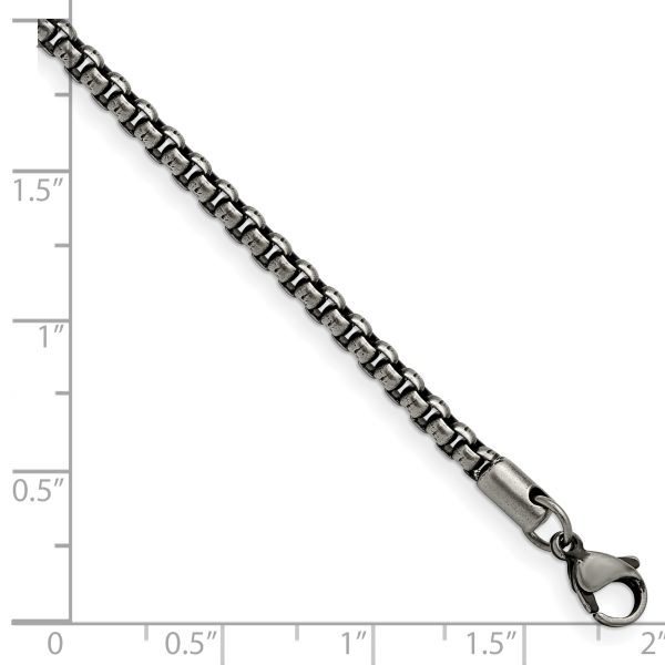 Stainless Steel Antiqued and Polished 3.9mm Rounded Box Chain - Image 3