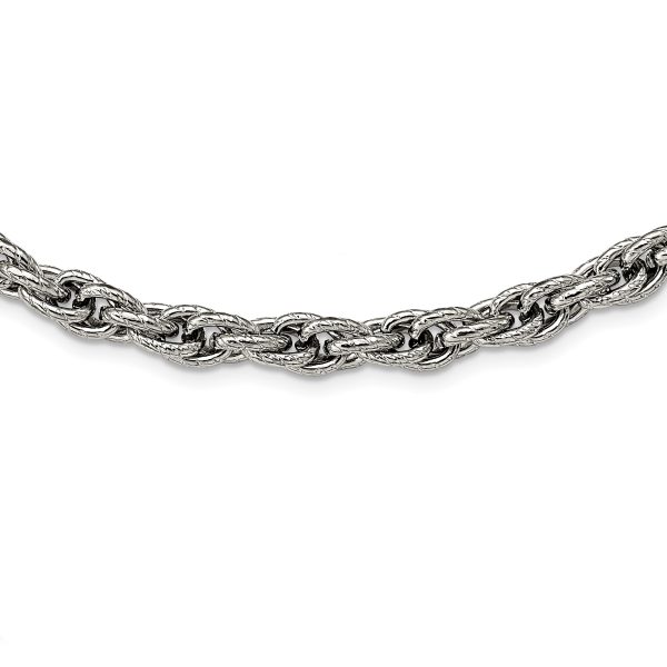 Stainless Steel Polished and Textured 24in Fancy Rope Chain - Image 2