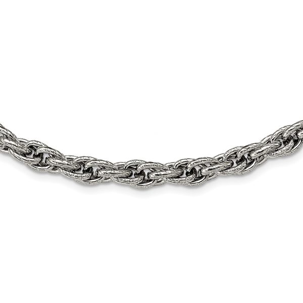 Stainless Steel Polished and Textured 24in Fancy Rope Chain