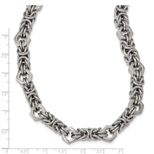 Stainless Steel Brushed and Polished 24in Necklace - Image 2
