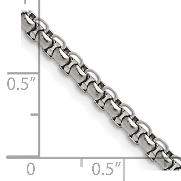 Stainless Steel Polished 3.9mm 20in Rounded Box Chain - Image 2