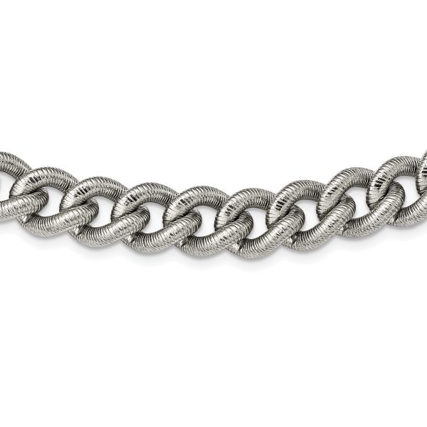 Stainless Steel Polished and Textured 14.5mm 23.75in Curb Chain - Image 2