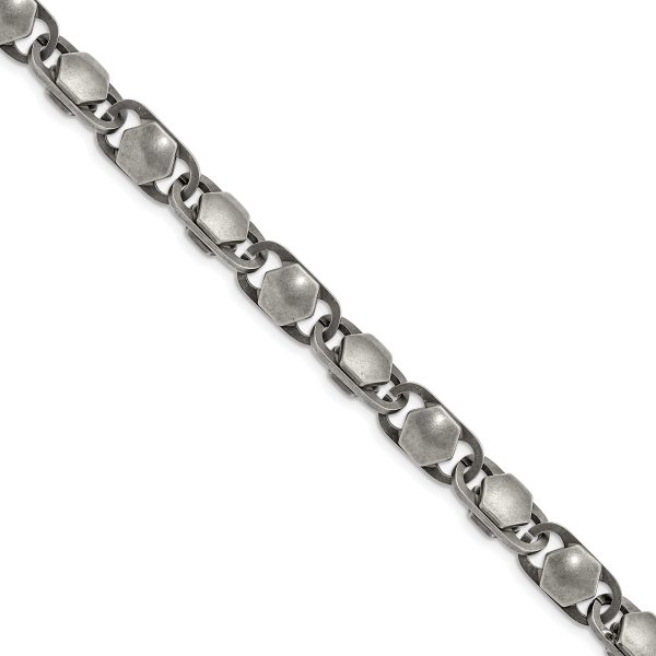 Stainless Steel Antiqued and Brushed 8.50mm 24in Necklace - Image 2