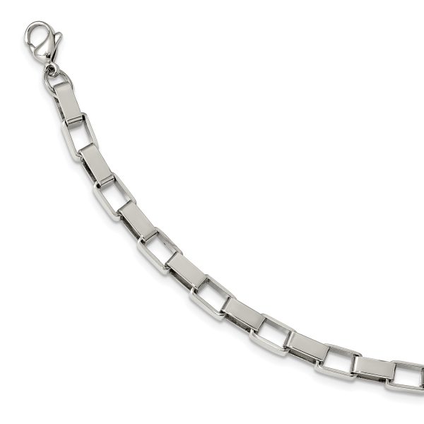 Stainless Steel Polished Square Link 22in Necklace - Image 3