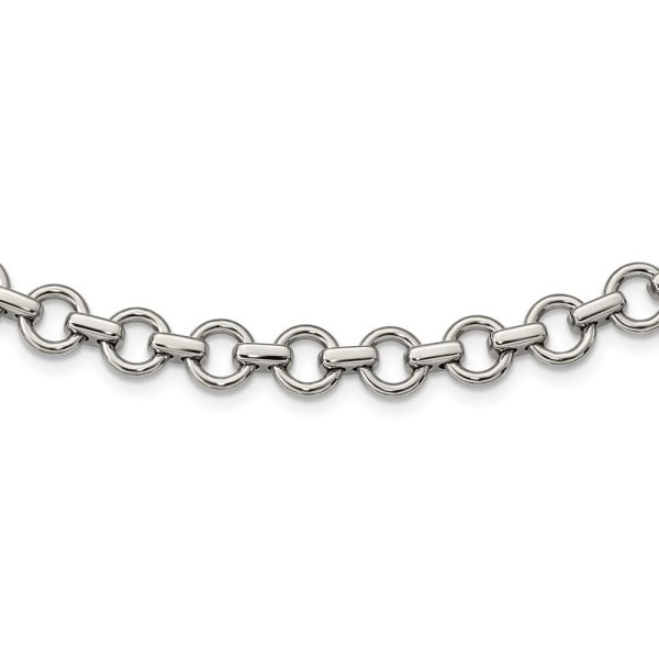 Stainless Steel Polished Circle Link 20in Necklace