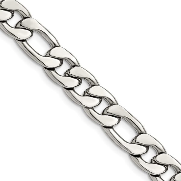 Stainless Steel Polished 8.75mm 24in Figaro Chain