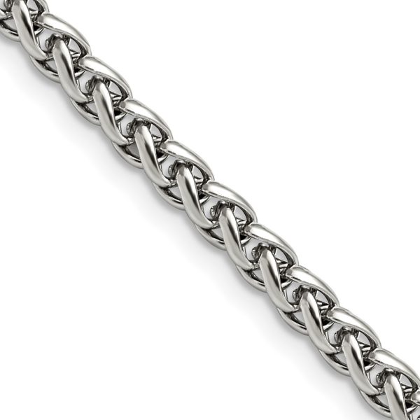 Stainless Steel Polished 5mm 20in Wheat Chain