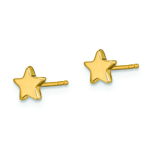 14k Gold Polished Star Post Earrings - Image 2