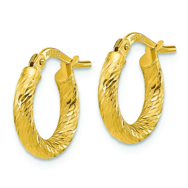 14k Polished and Diamond-cut 2.4mm Hoop Earrings - Image 2