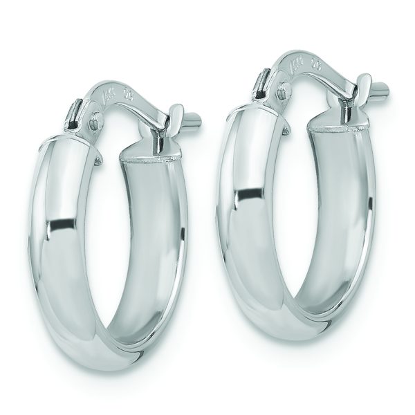 14k White Gold Polished 2.9mm Hoop Earrings - Image 2