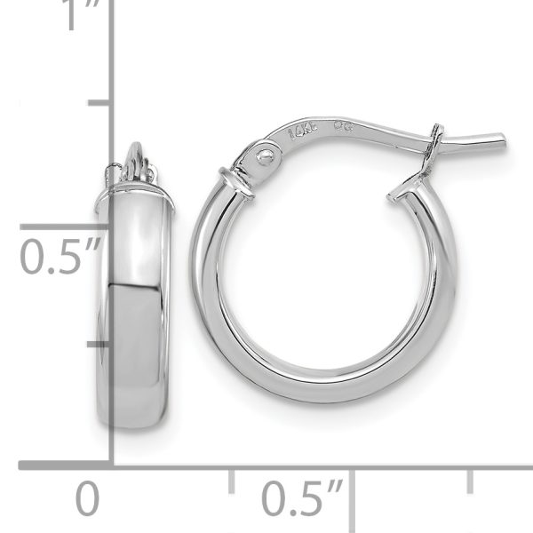 14k White Gold Polished 2.9mm Hoop Earrings - Image 3