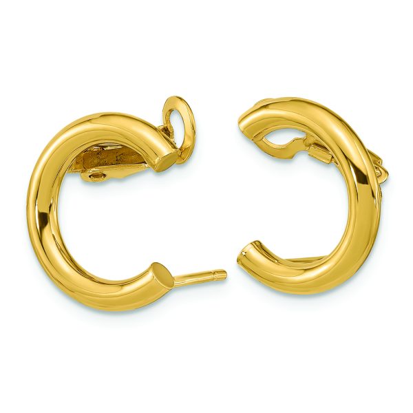 14k Polished U Shape Clip On & Post Earrings - Image 2