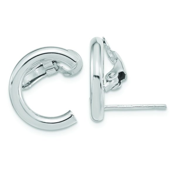 14k White Gold Polished U Shape Clip On & Post Earrings