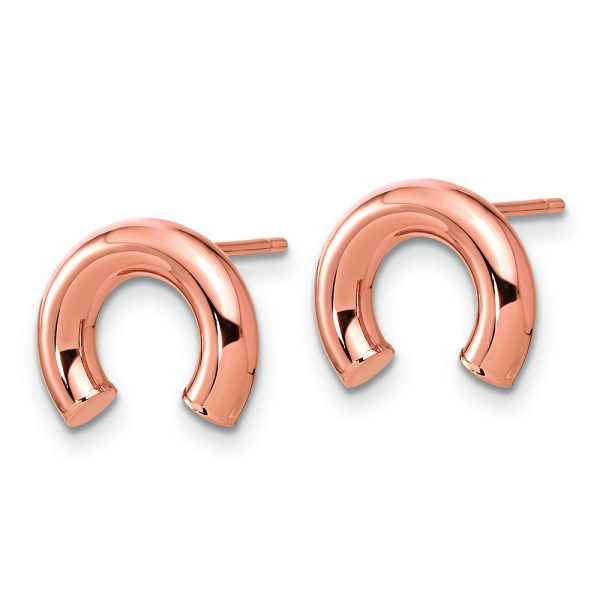 14k Rose Gold Polished U Shape Tube Post Earrings - Image 2