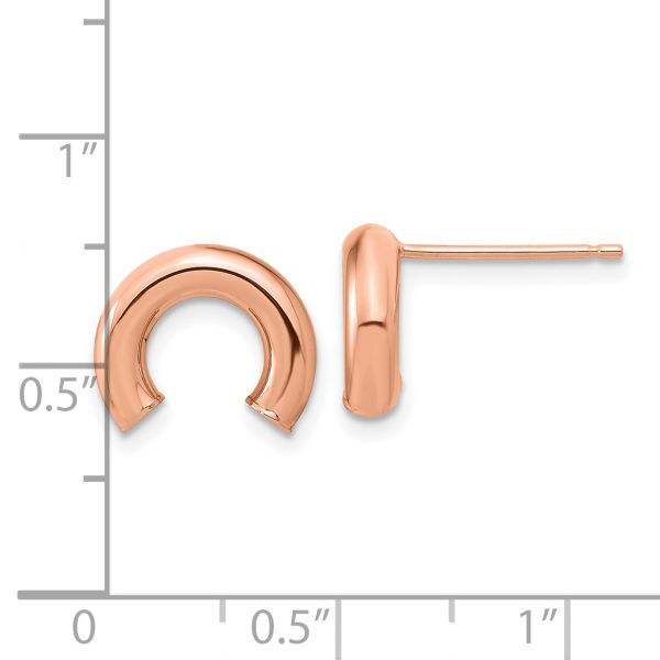 14k Rose Gold Polished U Shape Tube Post Earrings - Image 3