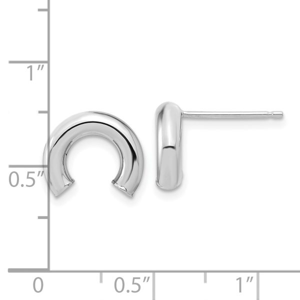 14k White Gold Polished U Shape Tube Post Earrings - Image 2
