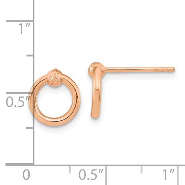 14k Rose Gold Polished D/C Circle Post Earrings - Image 2