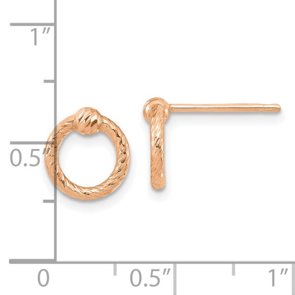 14k Rose Gold Polished D/C Twisted Circle Post Earrings - Image 2