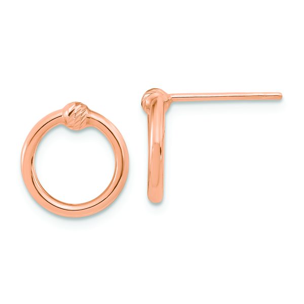 14k Rose Gold Polished & D/C Circle Post Earrings