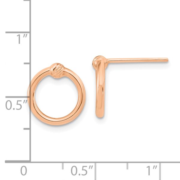 14k Rose Gold Polished & D/C Circle Post Earrings - Image 2