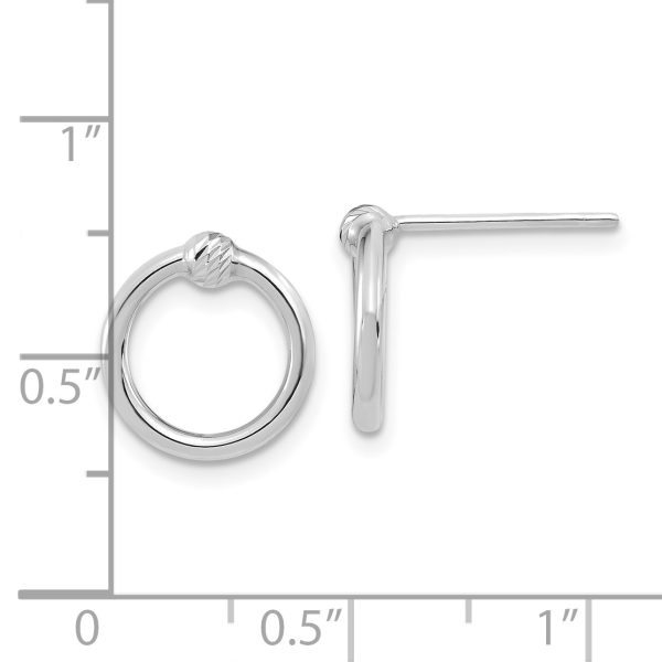 14k White Gold Polished & D/C Circle Post Earrings - Image 2