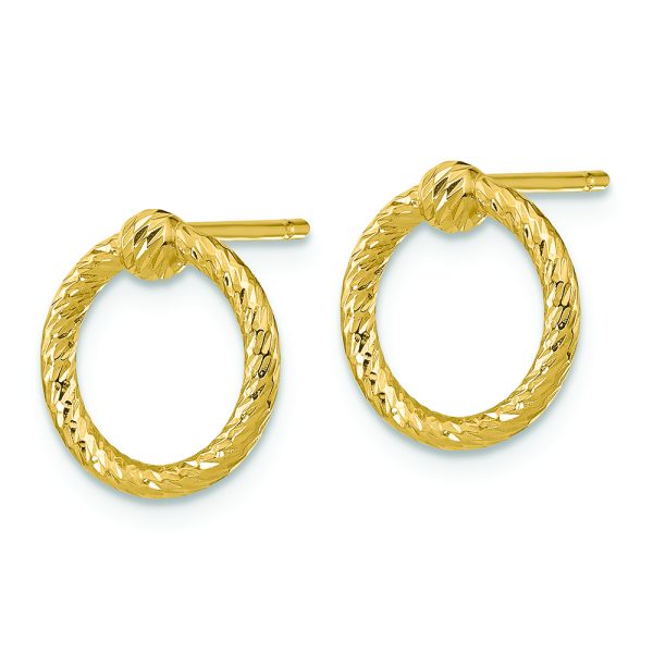 14k Polished & D/C Twisted Circle Post Earrings - Image 2