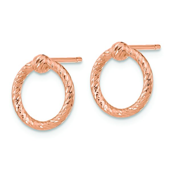 14k Rose Gold Polished & D/C Twisted Circle Post Earrings - Image 2