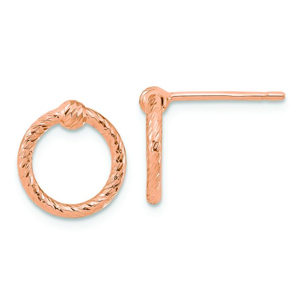 14k Rose Gold Polished & D/C Twisted Circle Post Earrings