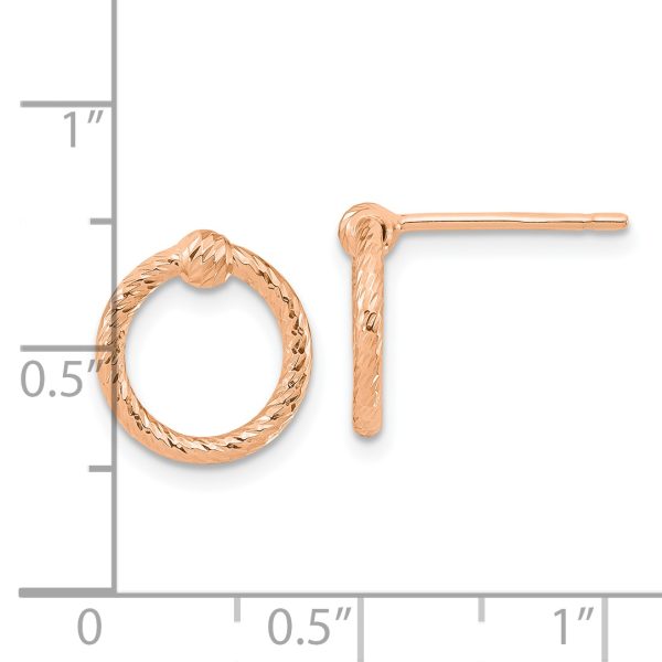 14k Rose Gold Polished & D/C Twisted Circle Post Earrings - Image 3