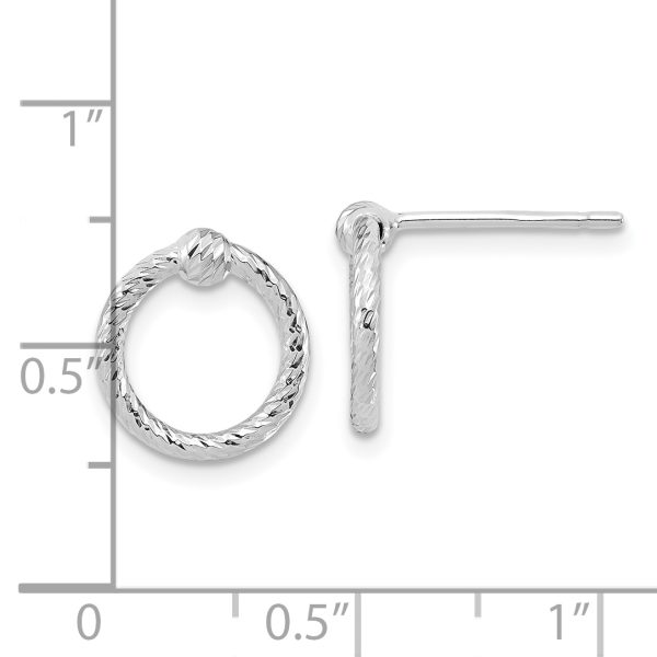 14k White Gold Polished & D/C Twisted Circle Post Earrings - Image 2