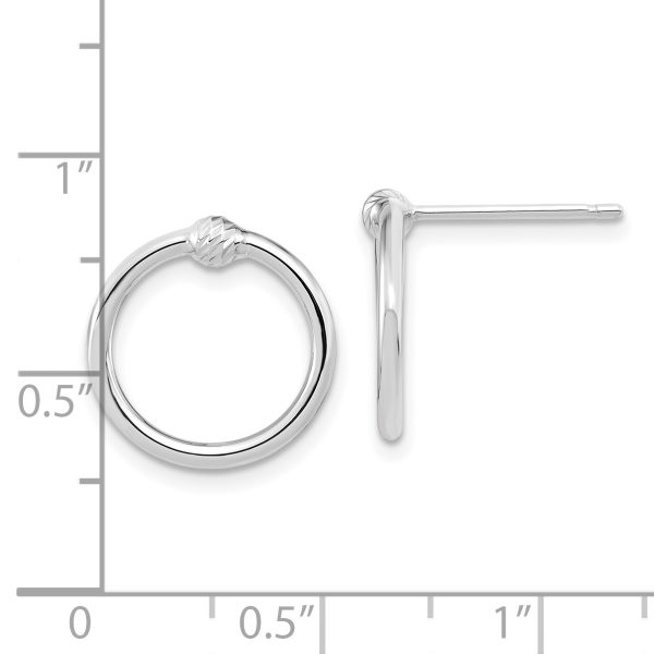 14k White Gold Polished & D/C Circle Post Earrings - Image 2