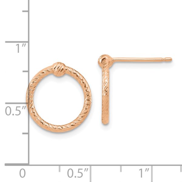 14k Rose Gold Polished & D/C Twisted Circle Post Earrings - Image 2