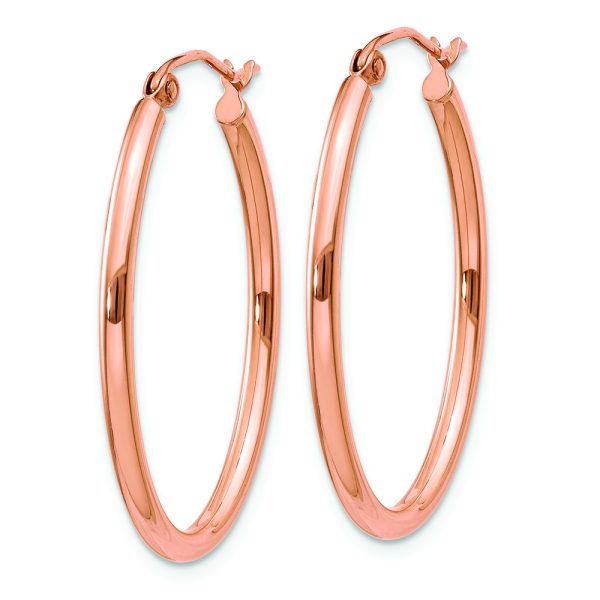 14k Rose Gold Oval Hoop Earrings - Image 2