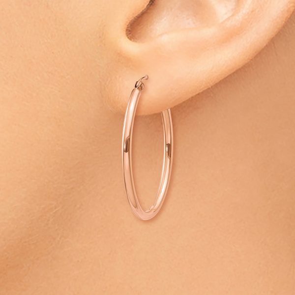 14k Rose Gold Oval Hoop Earrings - Image 3