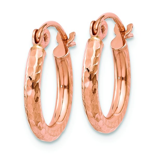 14k Rose Gold Lightweight Diamond-cut Hoop Earrings - Image 2