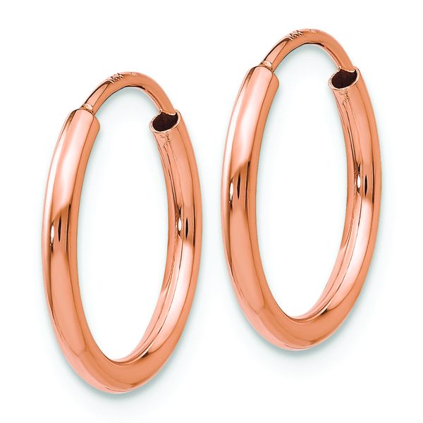 14k Rose Gold Polished Endless Tube Hoop Earrings - Image 2