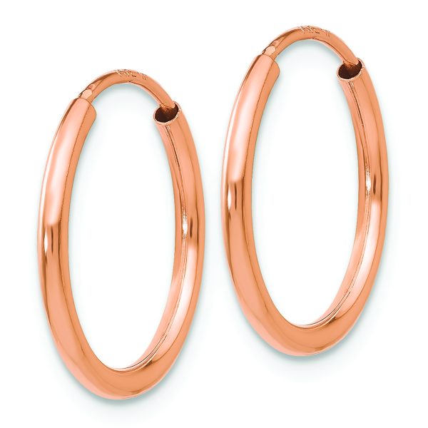 14k Rose Gold Polished Endless Tube Hoop Earrings - Image 2