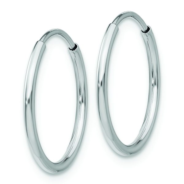14k White Gold Polished Endless Tube Hoop Earrings - Image 2